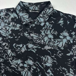 Travis Mathew Floral Golf Polo Shirt Black & Blue Short Sleeve Men’s Size Medium